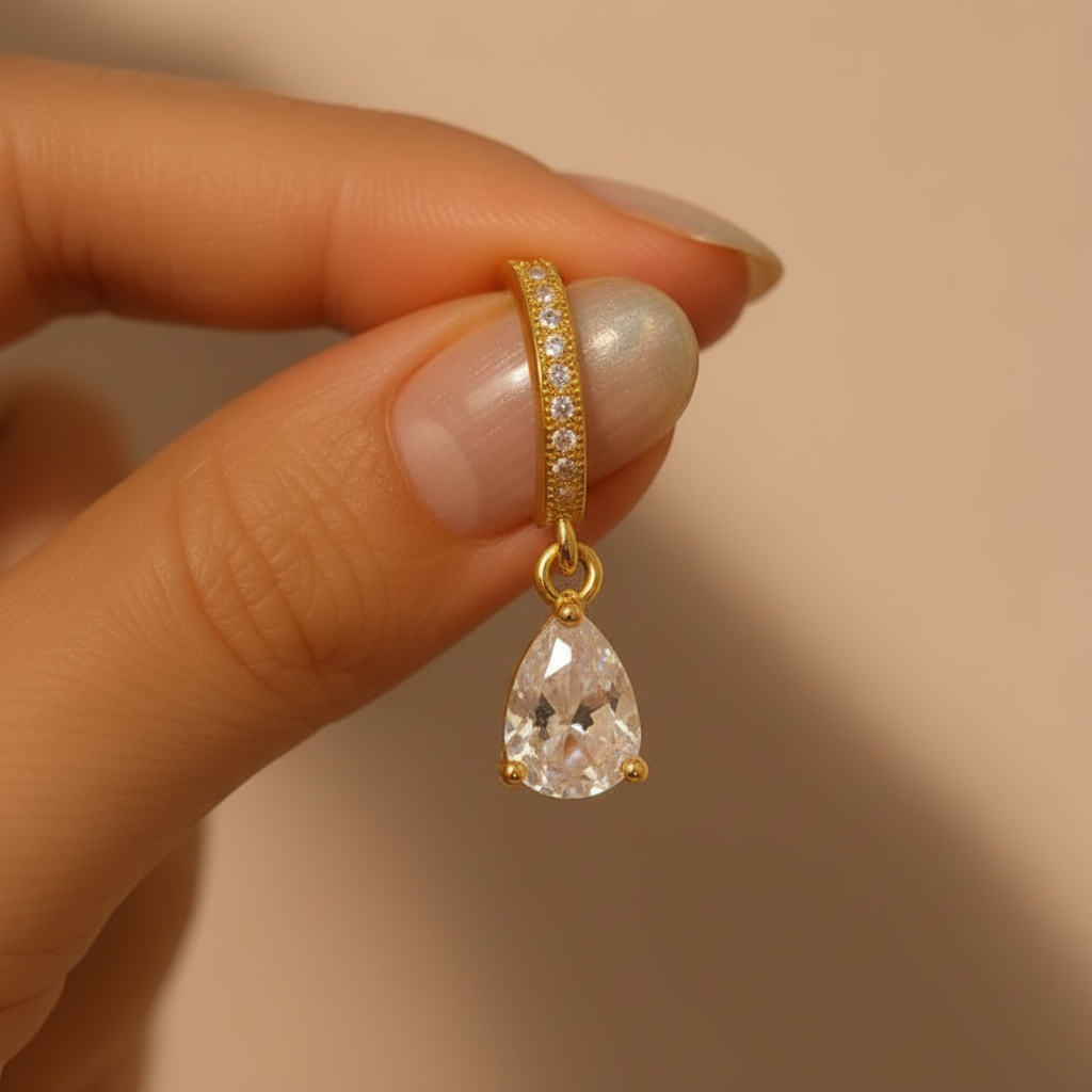 Brinco Gota Cristal Transparente